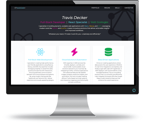 TravisCode Portfolio Screenshot